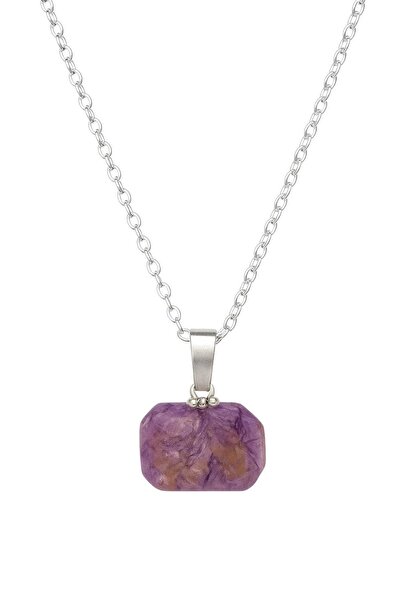 Beyisa Natural Amethyst Purple Stone Formless Necklace