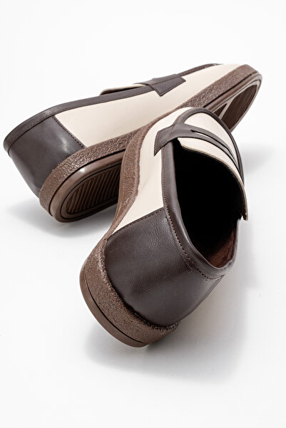 by selvi Lukka Shoes Livya Erkek Bej Garnili Suni Deri Loafer Ayakkabı