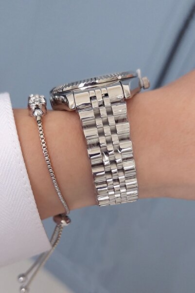 Daniel Klein Jübile Bilezik Pembe Kadranlı Takvimli Kadın Kol Saati + Zirkon Taşlı Bileklik