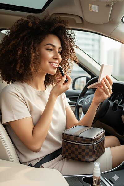 CEDAN Geantă de machiaj pentru femei Geantă portabilă de machiaj de mare capacitate Geantă de machiaj de călătorie