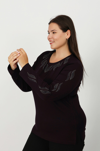 Lanze Taş Baskı Penye Bluz