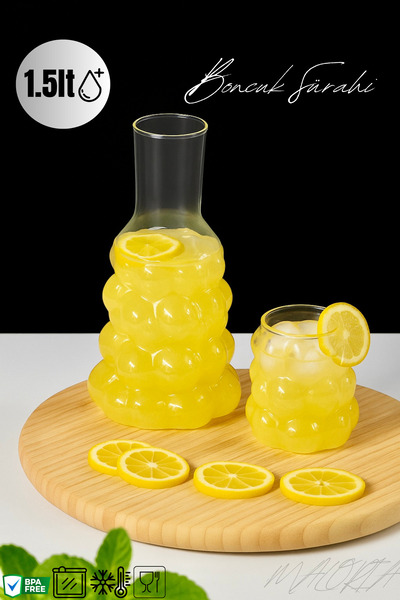 Maloria Boncuk Başucu Sürahisi - Üzüm Karaf 1000 ml