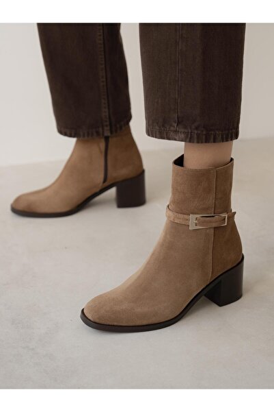 ECENİN BUTİĞİ Sutalo Camel Süet Hakiki Deri Bot