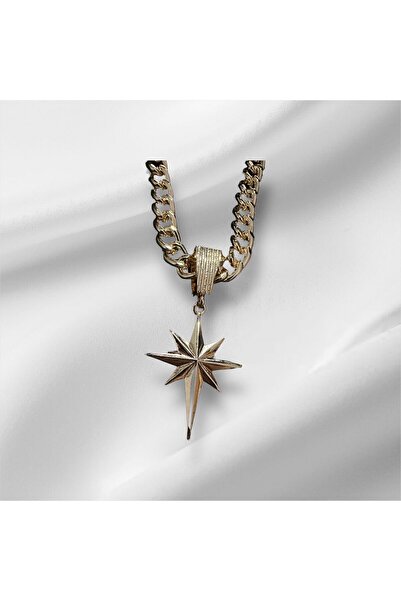Mcgsteel Çağla Şikel Kutup Yıldızı Çelik Gold Kolye
