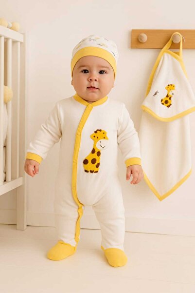 MİLAYS LİFE HOME COLLECTİON 0-3 Months Baby Boy Giraffe Embroidered Blanket 5...