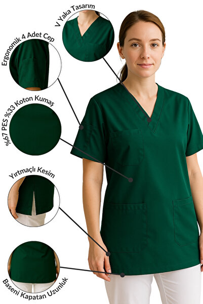 mirach 4-Pocket Nurse and Doctor Scrubs Single Top Uniform Hospital Surgical Uniform Comfortable Medical Clothing