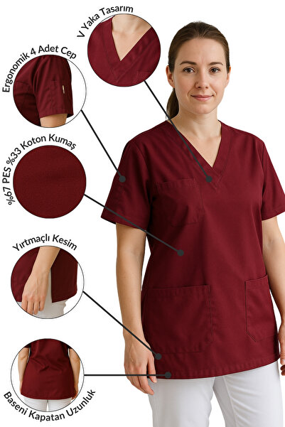 mirach 4-Pocket Nurse and Doctor Scrubs Single Top Uniform Hospital Surgical Uniform Comfortable Medical Clothing