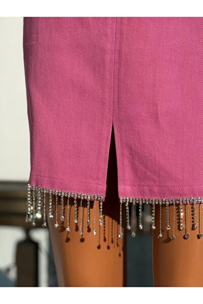 BRIDEIST WEDDING CO Özel Tasarım Taş İşlemeli Pembe Etek| Parti Eteği| Şık Etek| Tasarım Etek|El İşçiliği Tek Üretim