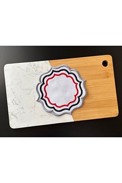 ELFİDA Luxury Embroidered Cocktail Coffee Serving Tray Napkin Mini Placemat Runner - 3-Piece Frame (2 Pcs)