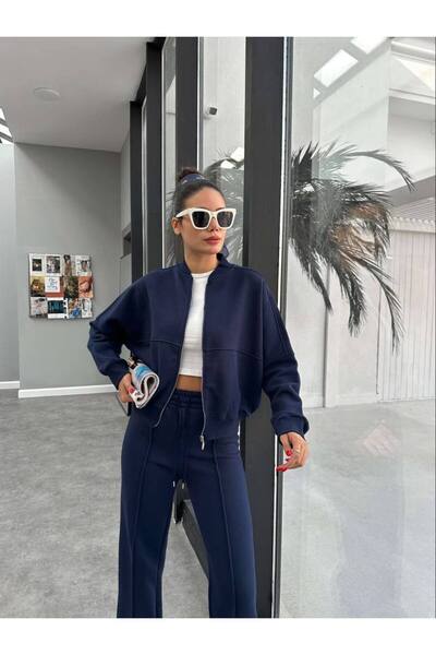 Tarzımızbir 3 iplık sardonlu fermuarlı eşofman takım