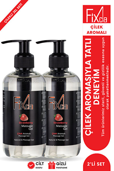 FixCla Çilek Aromalı Kayganlaştırıcı Jel 250 ml x 2 – Su Bazlı, Uzun Kayganlı...