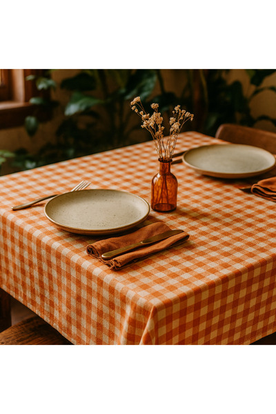 OGİ HOME Față de masă din bumbac în carouri Lily Piti, husă multifuncțională