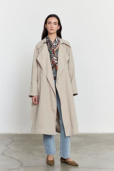 FACETTE Γυναίκα 20227711123   Μπεζ Ζώνη Εποχιακή Λεπτή Καμπαρντίνα