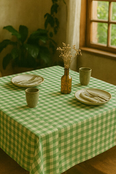 OGİ HOME Lily Piti Kareli Pamuk Masa örtüsü, Çok amaçlı örtü