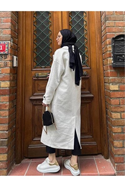 TANISA Nalia Cream Oversize Cashmere Coat Tns-4114