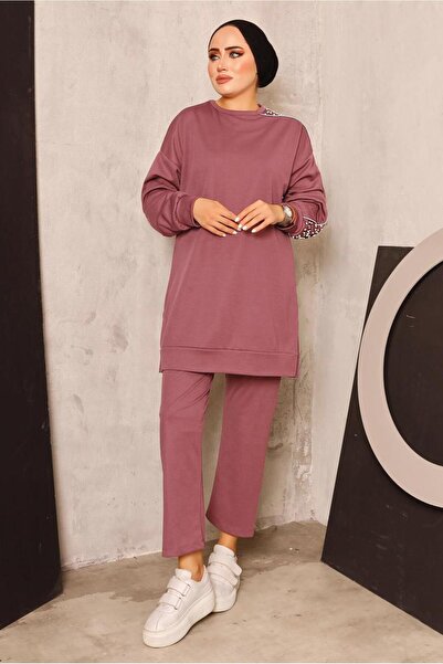TRENDTESETTÜR KADIN MOR (LİLA) İNCİ DETAYLI PANTOLONLU TAKIM T 8672