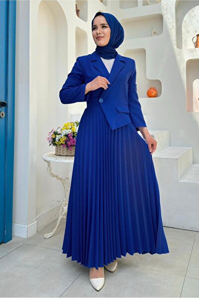 TRENDTESETTÜR Γυναικείο φόρεμα Navy Blue Saks Jacket Look - T 0073