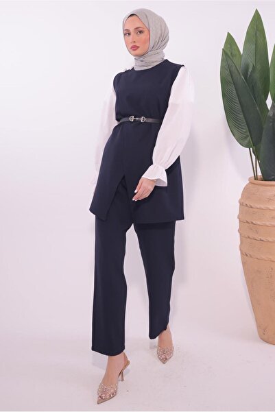 TRENDTESETTÜR Жіночий комплект з брюками та поясом синього кольору T 0184