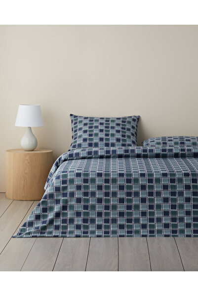 English Home Σετ Παπλωματοθήκης Διπλού Κρεβατιού Dotty Gingham Easy-Iron 200x220 cm Σκούρο Μπλε-Πράσινο