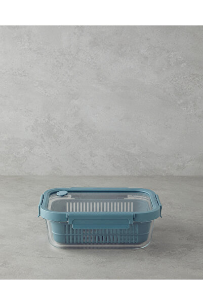 English Home Moneta Cam Süzgeçli Saklama Kabı 1520 ml Mavi
