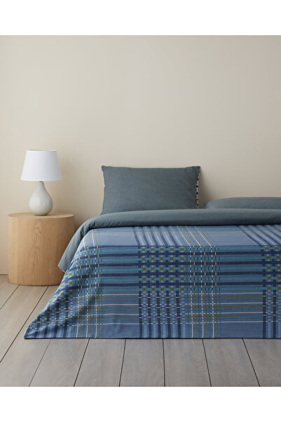 English Home Σετ Παπλωματοθήκης Μονό Κρεβάτι με Τεχνολογία Grid Easy-Iron 160x220 cm Σκούρο Μπλε