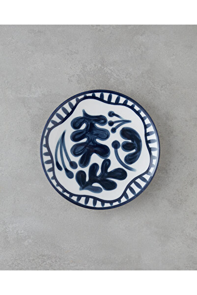 English Home Via Porselen 6'lı Pasta Tabağı 21 cm Beyaz - Lacivert