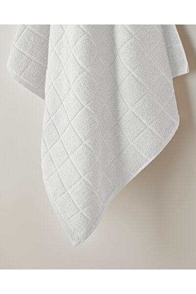 English Home Chequer Cotton Bath Towel 80X150 cm White