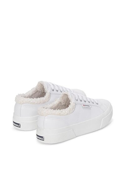 Superga 2740 Platform Vegan Faux Leather Fur Kadın Mavi Bileksiz Sneaker