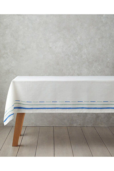 English Home Shelltide Polyester Masa Örtüsü 150x200 cm Beyaz - Mavi