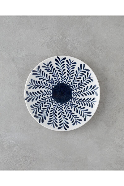 English Home Via Porselen 6'lı Pasta Tabağı 21 cm Beyaz - Lacivert