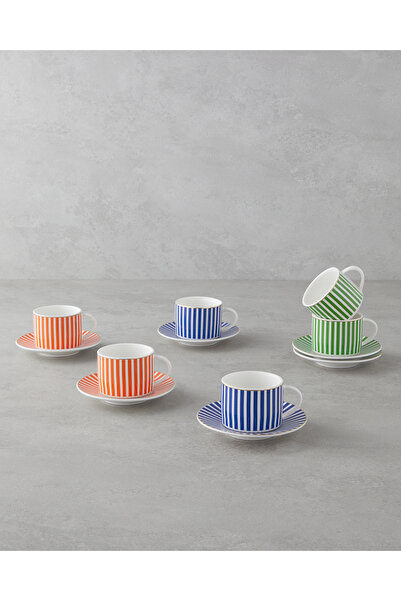 English Home Toffee New Bone China 12 Parça 6 Kişilik Kahve Fincan Takımı 90 ml Renkli