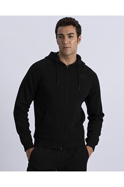 Kappa Logo Jackus Slim 2 Erkek Siyah Slim Fit Fermuarlı Eşofman Üstü