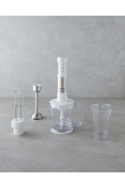 English Home MBS 3010 4 Bıçaklı Mini Blender Seti 1500W Beyaz-Krom