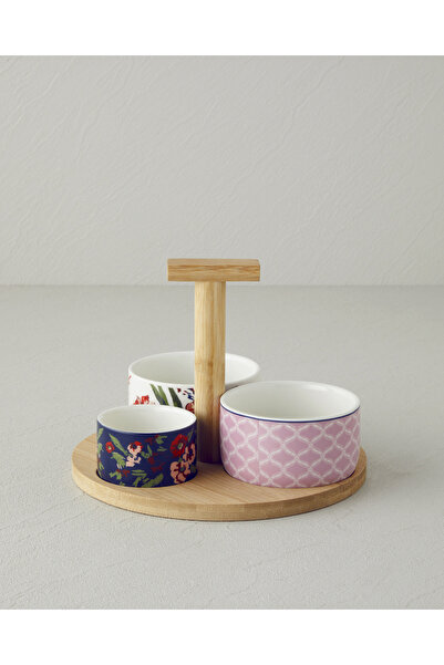 English Home Garden Charm Stoneware 4 Piece Presentation Plate 20 cm Colorful