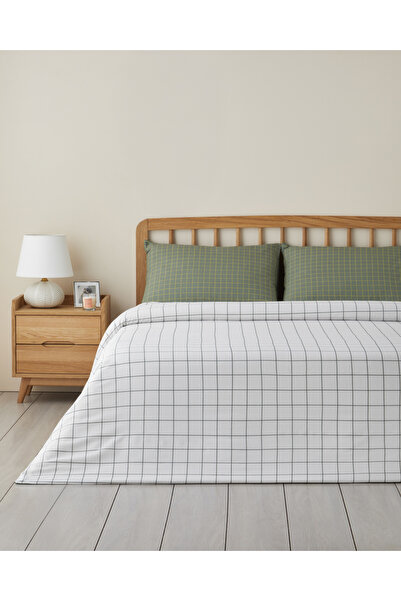 English Home Σετ Παπλωματοθήκης Διπλό Παπλωματοθήκης Checkmate Easy-Iron 200x220 cm Πράσινο