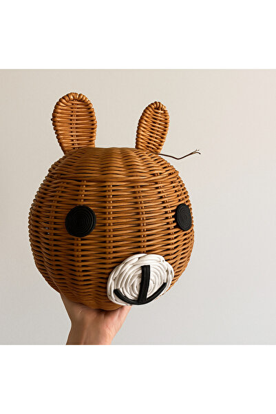 afralya home سلة أذن أرنب - منظم الروطان - ديكور غرفة الأطفال 35 سم