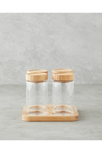 English Home Monetta Glass 5-Piece Spice Jar Set 400 ml Natural