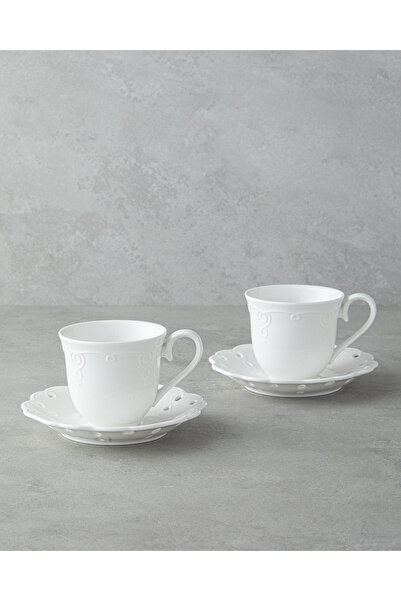 English Home Elodie Porselen 4 Parça 2 Kişilik Çay Fincanı Takımı 180 ml Beyaz