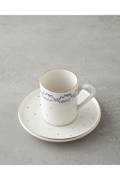 English Home Blossia Bone Porselen 4 Parça 2 Kişilik Kahve Fincan Takımı 90 ml Mavi Gold
