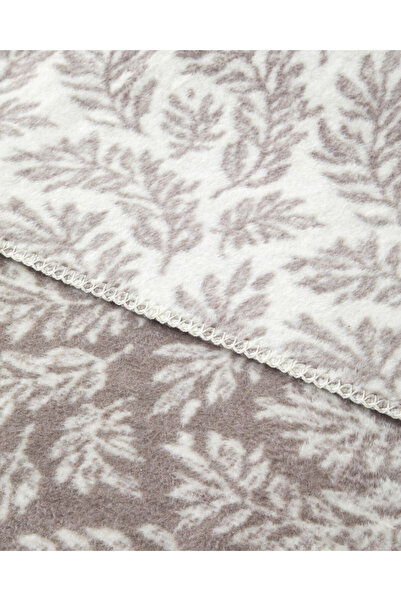 English Home Foliage Pamuk Akrilik Çift Kişilik Battaniye 200x220 cm Çakıl Taşı