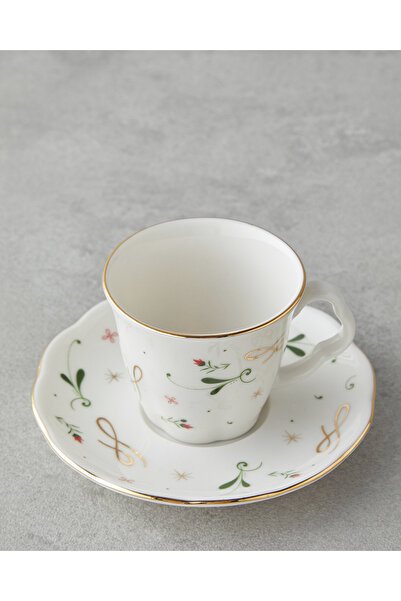 English Home Greena Bone Porcelain 4 Piece Coffee Cup Set for 2 People 80 ml Colorful