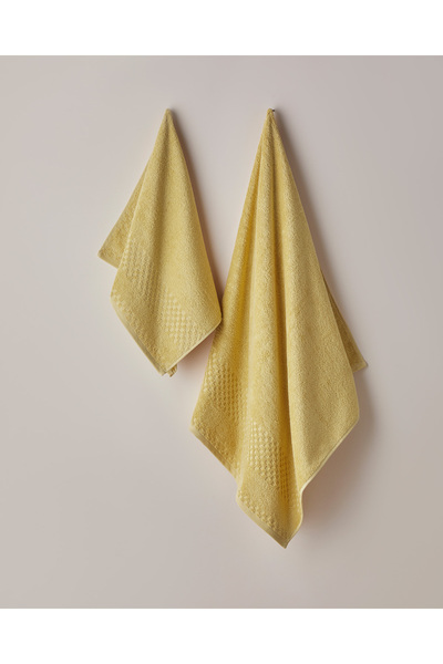 English Home Border Check Cotton Bath Towel 70X140 cm Yellow