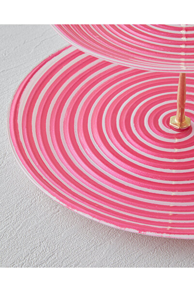 English Home Swirly Glass Layered Serving Dish 21X28 cm Pink