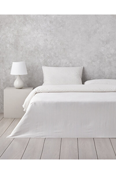 English Home Set de lenjerie de pat pentru o persoană, vopsită cu ață, 160x220 cm, bej