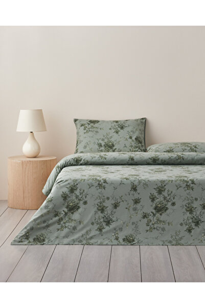 English Home Σετ Παπλωματοθήκης Μονό Βαμβακερό Rosy Glow 160x220 cm Πράσινο
