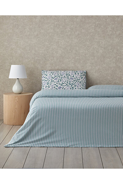 English Home Σετ Παπλωματοθήκη Gentle Flower Cotton Διπλό 200x220 cm Πράσινο-Μπλε