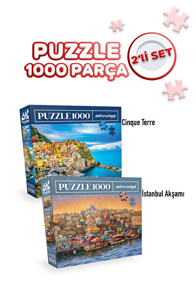 Neverland Cinque Terre and Istanbul Evening 2 Pieces 1000 Piece Puzzle