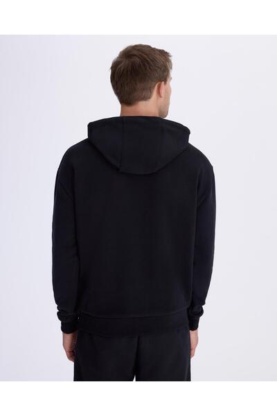 Kappa Authentic İtaly Hoodie Men's Black Comfort Fit Hoodie