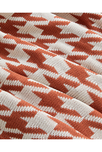 English Home Houndstooth Koltuk Şalı 130x170 cm Turuncu
