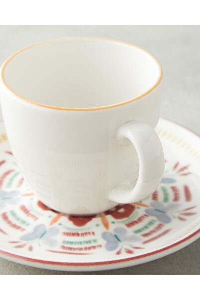 English Home Elvina Bone Porcelain 4 Piece Coffee Cup Set for 2 People 90 ml Colorful